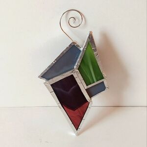 Stained Glass Ornament Holiday Gift Homemade Upcycled Suncatcher